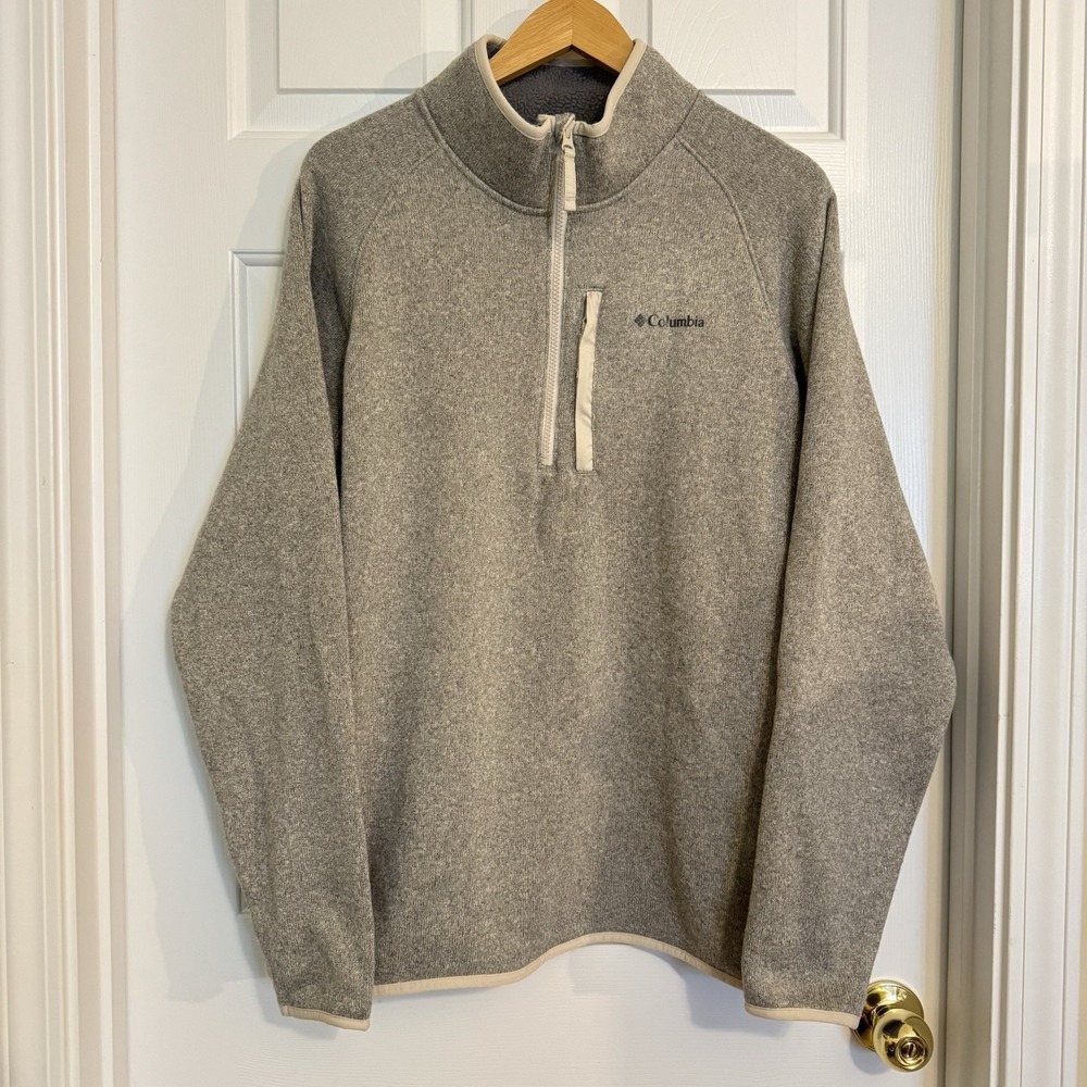 Men's Columbia Canyon Point Sweater Fleece 1/2 Zip‎ Beige Heather Size Large